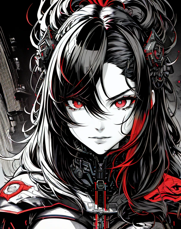 Style v5lcn、(Comics-000009:0.6),Black and Red,(Very high contrast:1.2)、(Ink Art_Dark ink:1.2)、One Girl,fun,Highly detailed eyes,Highly detailed face,Very fine hair,8K,license,
