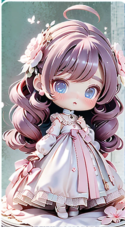 Chibi Girl、Highest quality、Very delicate、pretty girl、clean big eyes、Wink、Cute Dresses、Luxury dresses、Lolita Dress、Frills、Race、pink、Ultra delicate、Big eyes、Beautiful eyes、Luxury dress