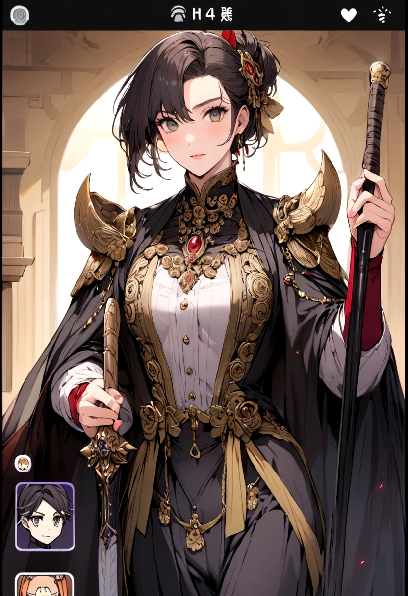 Handsome characters and cute girls that seem to come out of a game app,Holding a sword,Carrying a walking stick