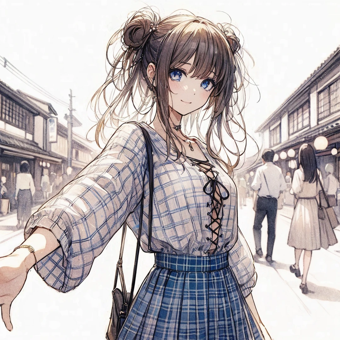 Official art using high-quality hand-drawn watercolor sketch techniques. (best quality,4k,8k,highres,masterpiece:1.2),ultra-detailed,beautiful detailed eyes,A girl with beautiful eyes, everyone, beautiful anime girl, cute anime girl, smooth anime art, anime style, elegant colors, soft lighting, delicate beautiful wet eyes, very coquettish, (beautiful large breast:1.2), (correct hands:1.2),