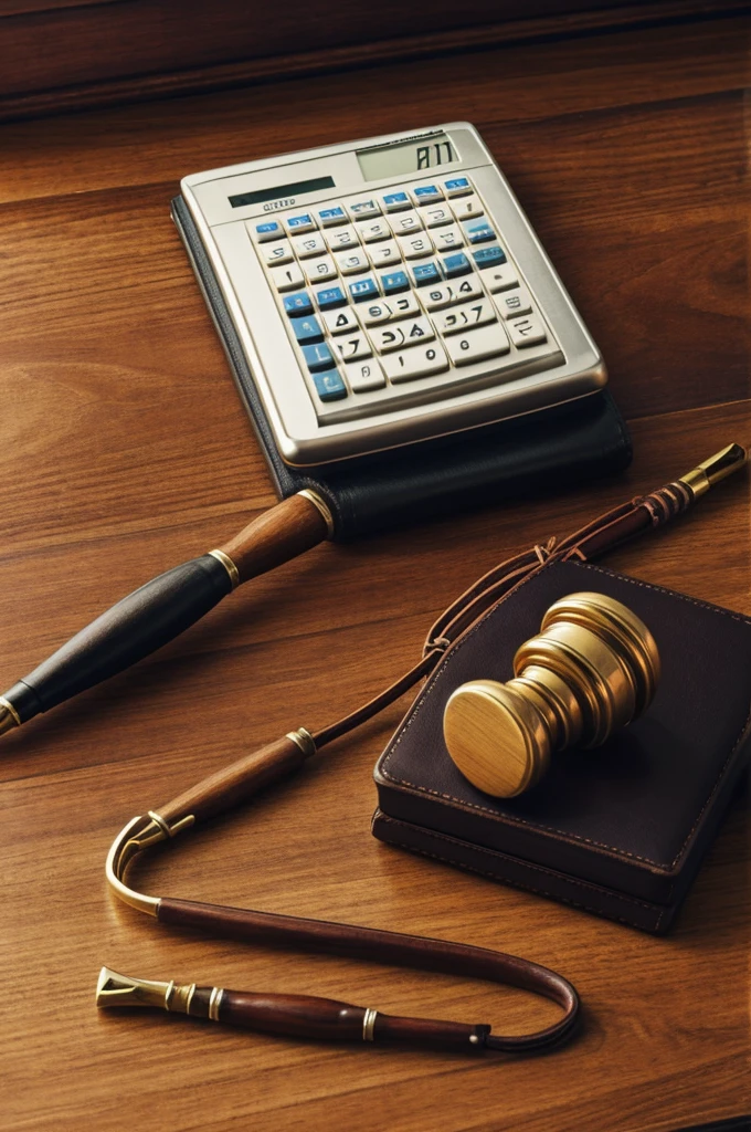 Logo that says Domarck with an image of a calculator and gavel of friends justice 