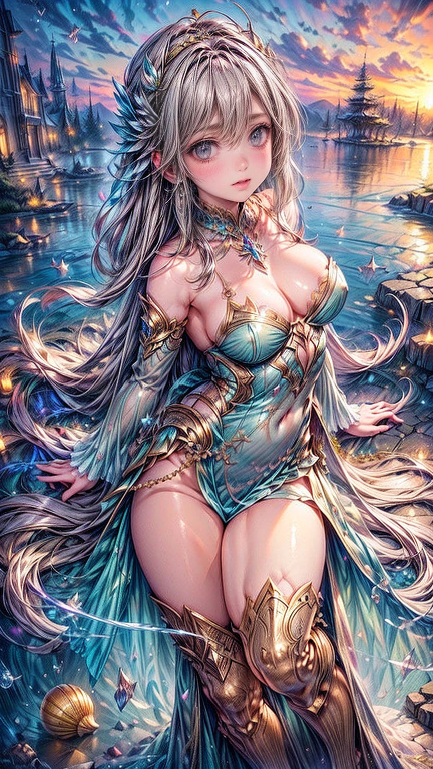 海の中で泳ぐ人fish,長く流れるような髪を持つ美しい人fish, (詳細な人fish, One-breasted girl:1.2), (Realistic, high quality, 8K, Surreal, masterpiece:1.4),(complicated, Very detailed, complicatedな, wonderful:1.2), Emerald Green Scales, Delicate fins, サンゴ礁と活気に満ちたfishの群れのある海中の背景, Dramatic underwater lighting, (magic, Fantasy, mysterious:1.1), Ultra-realistic faces:1.2色とりどりなFantasyアート,Adorable,Goddess of the Sea,Beautiful big eyes,Tethys, Goddess of the Sea, Guardian of the seas, sacred , 4KFantasyアート,Fantasyアートスタイル, 2. 5D CGI アニメ Fantasy アートワーク, epic Fantasyアートスタイル hd, 壮大なFantasyデジタルアートスタイル, 詳細なFantasyアート, 詳細なデジタル 2D Fantasy アート, Luan Jia and Artgerm, 8K Fantasyアート, Cinematic,wonderful背景, Abstract Beauty,stand, Approaching perfection, Pure Form, Golden Ratio, minimum, unfinished, Concept Art, Brian Froud、Karn Griffiths、What a bone、John William Waterhouse, complicatedなディテール, 8K Post-Production, High resolution, Hyper Detail, Art Station Trends, Studio shot, complicatedなディテール, Extremely delicate and detailed painting style, Beautiful painting art, Greg Rutkowski, close, Female Solo, The most beautiful form of chaos, elegant, Fauvist design, Bright colors, colorful, Romanticism, 海のbubble, bubble, Shellfish, shell, fish, Pearl