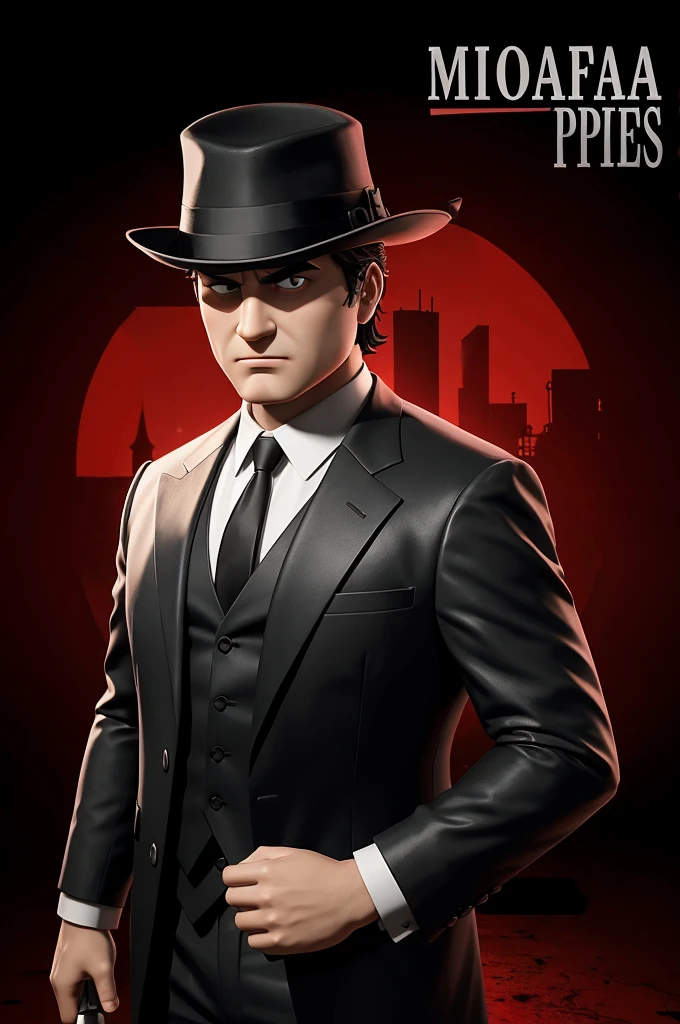 create a cover for my roblox game with a mafia theme mixed with murder mystery