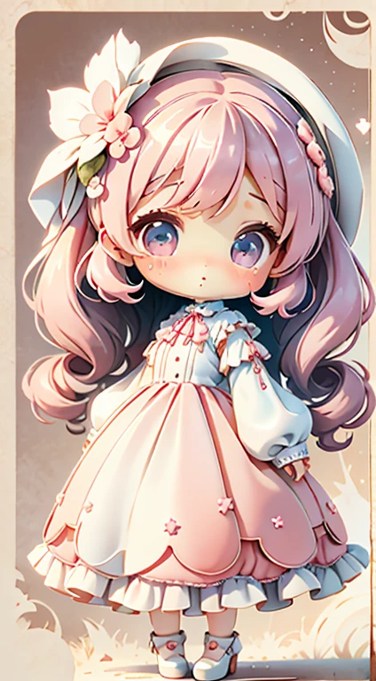 Chibi Girl、Highest quality、Very delicate、pretty girl、clean big eyes、Wink、Cute Dresses、Luxury dresses、Lolita Dress、Frills、Race、pink、Ultra delicate、Big eyes、Beautiful eyes、Luxury dress