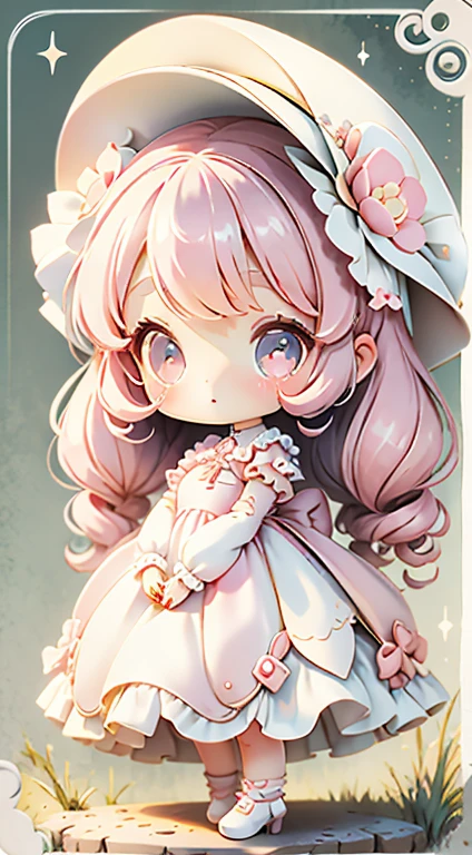 Chibi Girl、Highest quality、Very delicate、pretty girl、clean big eyes、Wink、Cute Dresses、Luxury dresses、Lolita Dress、Frills、Race、pink、Ultra delicate、Big eyes、Beautiful eyes、Luxury dress、Cute Hats