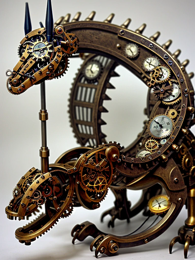 ((steampunk style)), (mechanisms), fantasy, gear decoration, Mechanical Dragon,Realistic