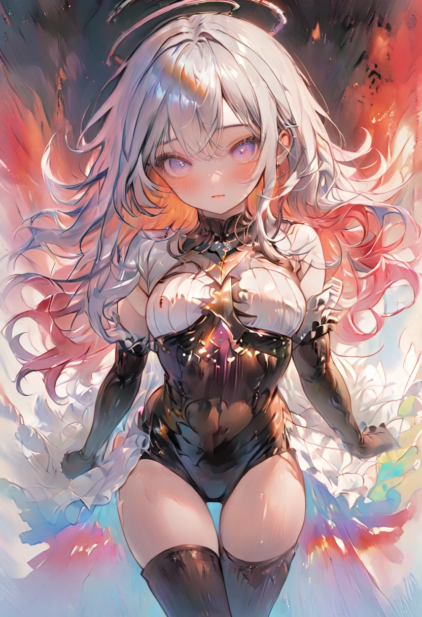 (Highest quality,High resolution,masterpiece:1.2),4K,8K,cowboy shot、Enlarge your eyes、Beautiful, clearly defined eyes、Highly detailed eyes and face、Draw your finger firmly、ahegao、Kindergarteners、(6 year old girl)),Small breasts、flat chest、 {{{{Small breasts}}}},Super large nipples、Super large areola、 Plump thighs、Completely naked、Silver Hair、Frame your face、Bobcut、Spread your legs、No underwear、Creampie、Shaved、full body、Insert into pussy、