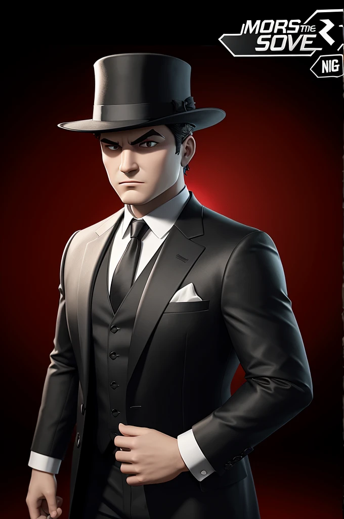 create a cover for my roblox game with a mafia theme mixed with murder mystery, I LIKED THE PICTURE make the character become a roblox character and the name of the game put Intrigue: The Mafia Secret