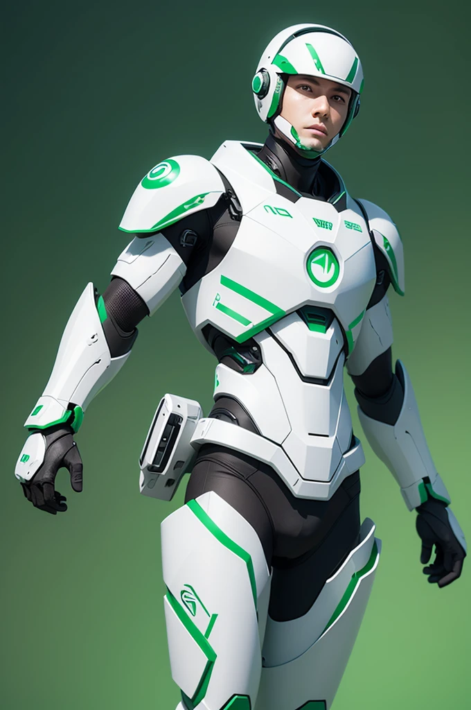 Create a white AI-style argo on a green background