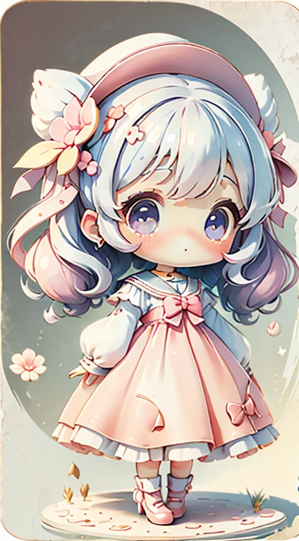 Chibi Girl、Highest quality、Very delicate、pretty girl、clean big eyes、Wink、Cute Dresses、Luxury dresses、Lolita Dress、Frills、Race、pink、Ultra delicate、Big eyes、Beautiful eyes、Luxury dress、Cute Hats、Sailor collar
