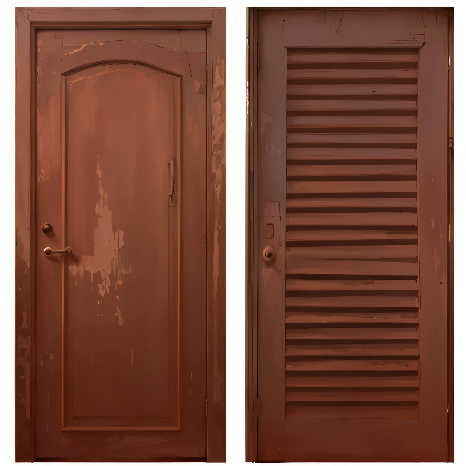 Two old white dilapidated doors