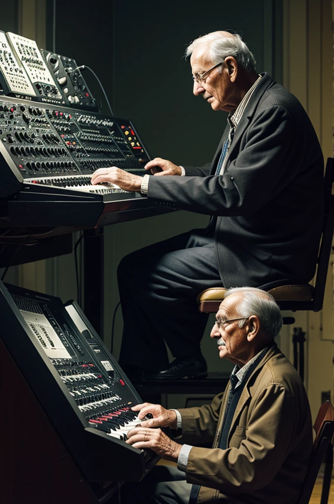 Grandfather at the synthesizer