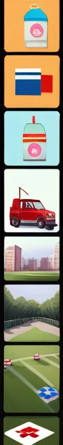 A park，There are many big trucks，and business center