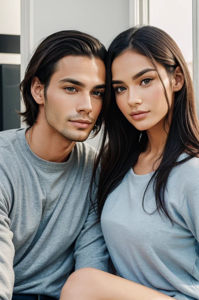 A modern couple with beautiful faces