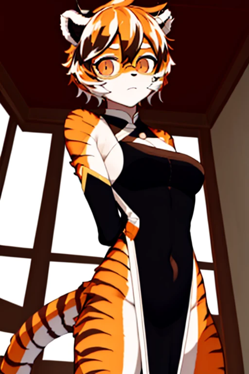 look_it is,1 girl, it isrry, masterpiece, best quality, Solitary, it isr, , (Exquisite eyes:0.9), Big Posture, fall, Throw, dusk, Short arm, Chinese dress, Tiger tail, Upper Body,
Big breasts,Navel