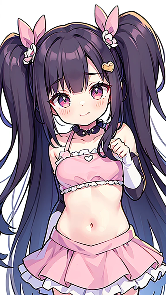 Cute girl with skirt belly punch in the corner of the ring,((masterpiece)),long hair,beautiful white skin、 ((charming))、happy smile、perfect proportions、(((Kickboxing)))、(((Mixed wrestling))), cute woman, baby face, BREAK source_anime, high detail, looking at viewer,POV, large chest, best quality, highly detailed, young face, white background,Droopy eyes, Calm face,A relaxed face,she attacks,frilly skirt,heart hair ornament