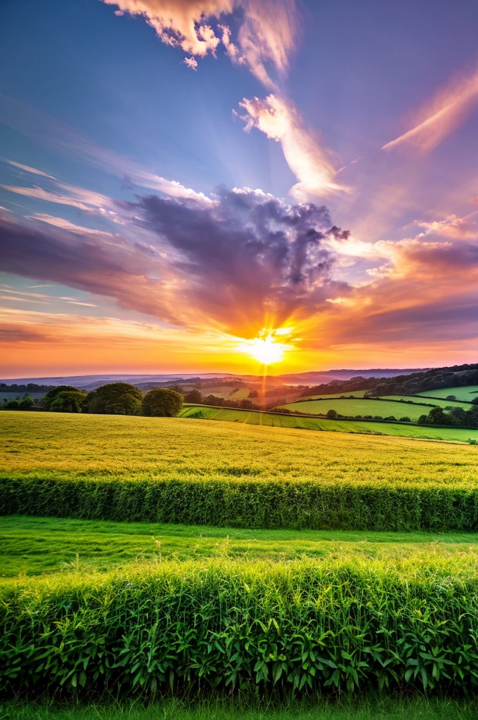 Original landscape，Sky and clouds，Tyndall effect，A country road，Colorful hot air balloon，High quality desktop wallpaper, Verdant forest, Detailed field properties, Beautiful English countryside, Stunning scenery, Rolling Hills, Landscape Wallpaper, Lush countryside, Green forests, Stunning scenery, Green fields in the background, High quality wallpaper, Beautiful wallpapers，Ultra high quality，Ultra HD，Ultra-high resolution