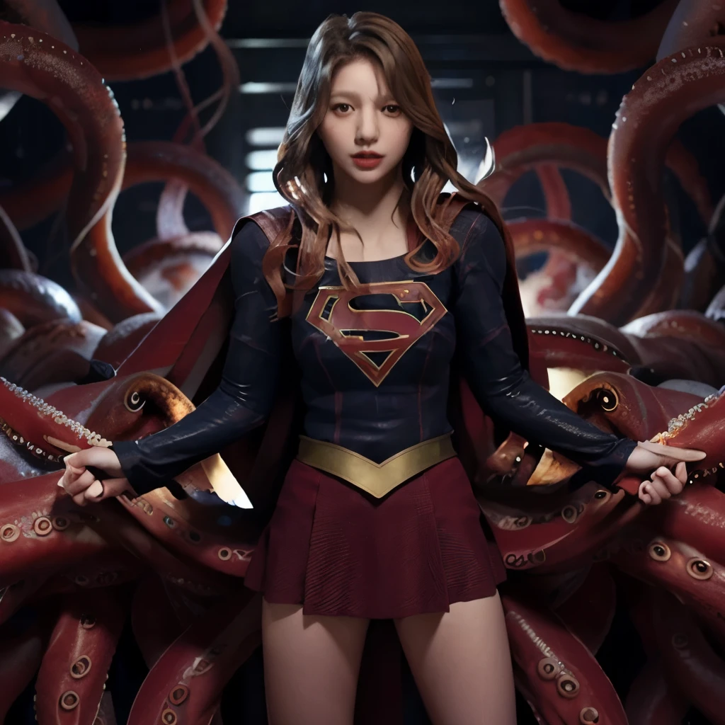 Supergirl、1/6 Adult Figures、Tentacle background、syncope、((Tentacles wrapped around legs))、Gangbang、(((Lots of tentacles)))、