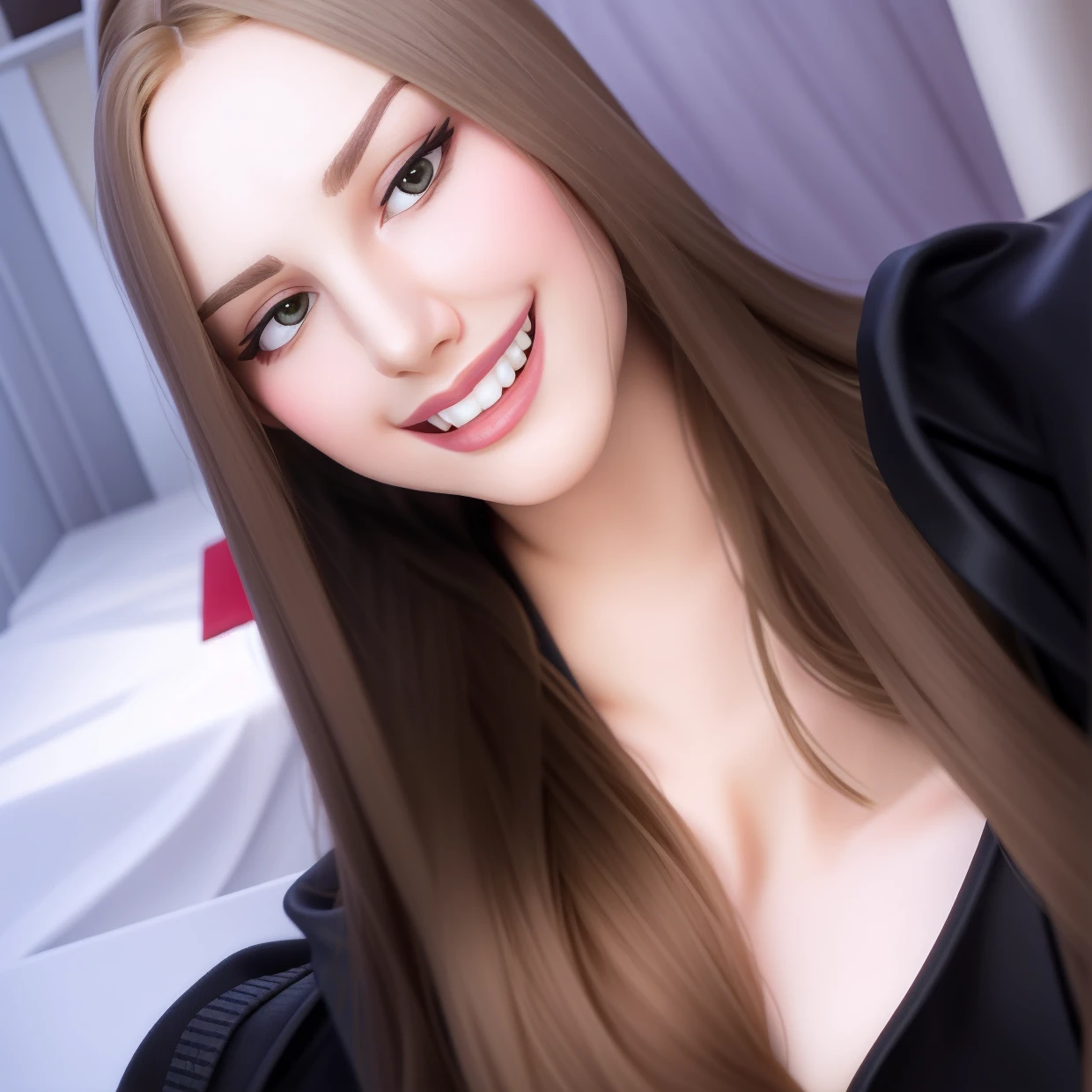 there is a woman with long hair and a tie on, moleksandra shchaslyva, julia gorokhova, angelina stroganova, alina ivanchenko, anastasia ovchinnikova, viktoria gavrilenko, sofia emelenko, Aleksandra Waliszewska, full - face close - up portrait, maria panfilova