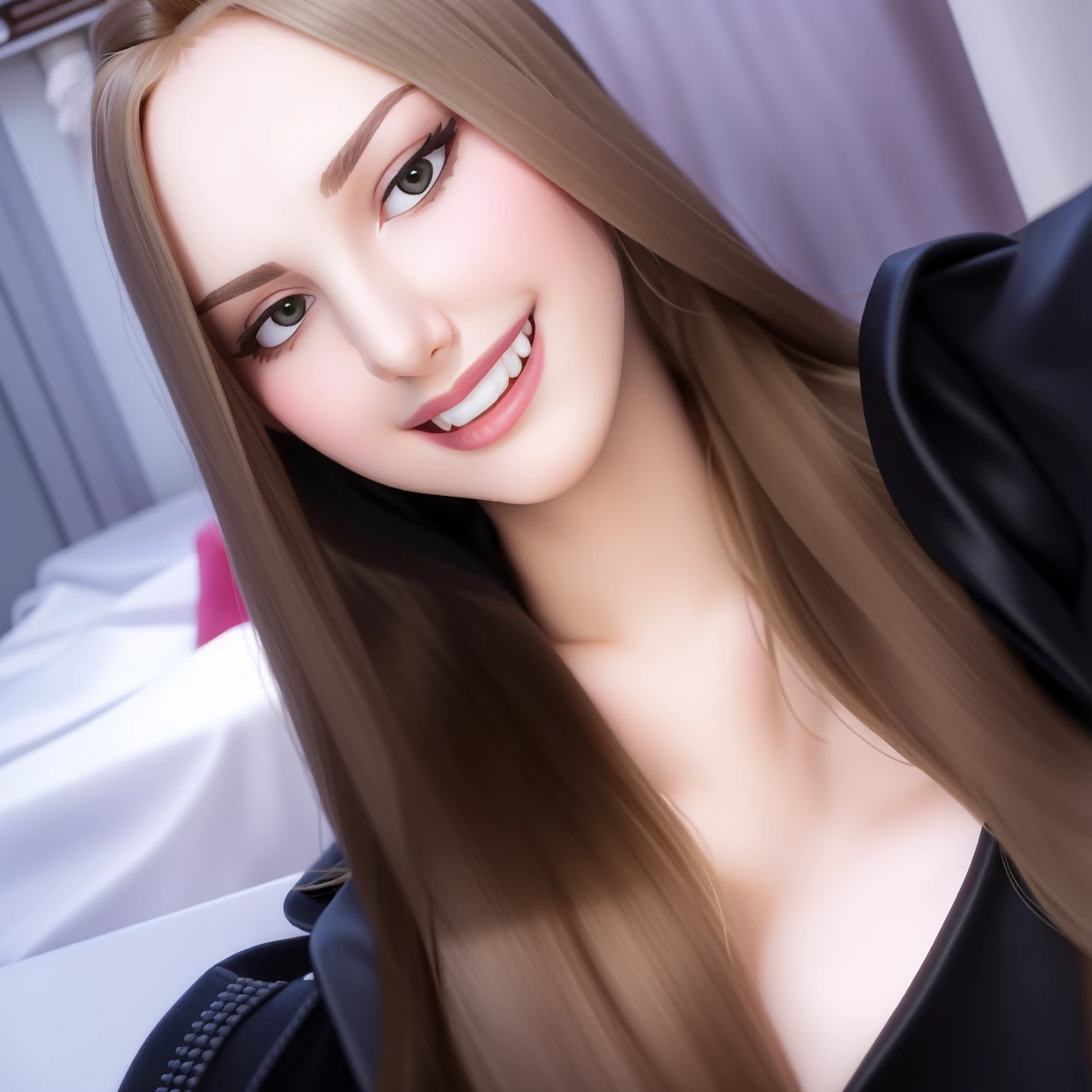 there is a woman with long hair and a tie on, moleksandra shchaslyva, julia gorokhova, angelina stroganova, alina ivanchenko, anastasia ovchinnikova, viktoria gavrilenko, sofia emelenko, Aleksandra Waliszewska, full - face close - up portrait, maria panfilova