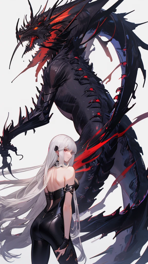 masterpiece, Highest quality, Observe the audience, length Hair, Fresh, (Wavy Hair:0.7),
White Theme, ((((Grey Ruins,)))),Human whole body,See-through leotard,Front view,Side view,Back view,Crimson Eyes,Bright Eyes,length, Pure white straight hair,Small breasts、A light smile,(Cowboy Shot),Ultra-high resolution,Accurate,Very detailed,Awards,Attention to detail,Highest quality,8K、High leg leotard、Doomsday of the World、Black Dragon、Sexy beauty、Big Breasts