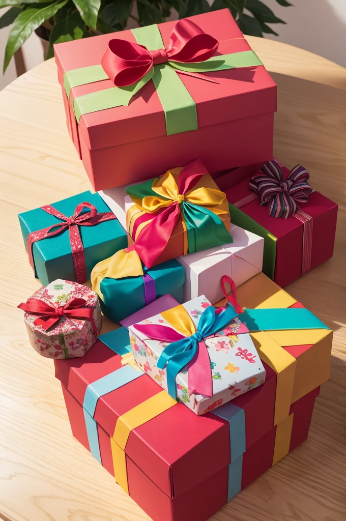Colorful gift box opening
