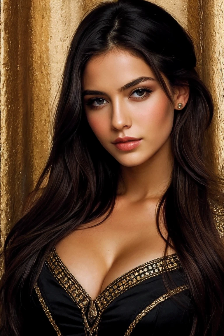Curved woman, grosse potrine, gros fessier, beautiful face dark eyes