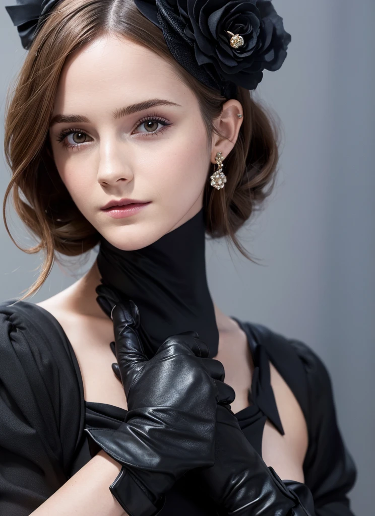 Close-up of a woman in a black dress and gloves, Gloves and jewelry. motion, Black gloves, Emma Watson(Catwoman), chaumet, chaumet style, Hand Jewelry Model Photos, ブラックキャナリー役のEmma Watson, Emma Watson(『Victorian Secrets』), Jessica Alba Women, ドリアダ役のEmma Watson, Emma Watson(cosmopolitan), Emma Watsonがグッチのモデルに