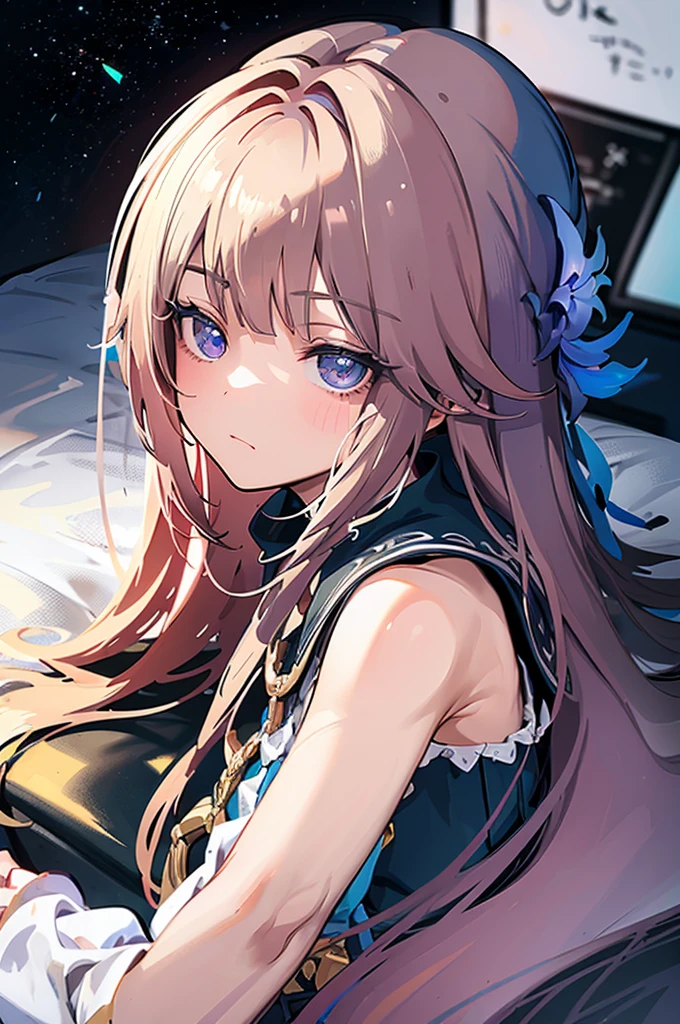 (Sleeping,Lying,Masterpiece, Top Quality, Top Quality, Official Art, Beautiful, Aesthetic:1.2), (1 girl), Highly Detailed Eyes, (Jittery Eyes), Most Detailed, (Perfect Face), Lustrous Skin, High Resolution,