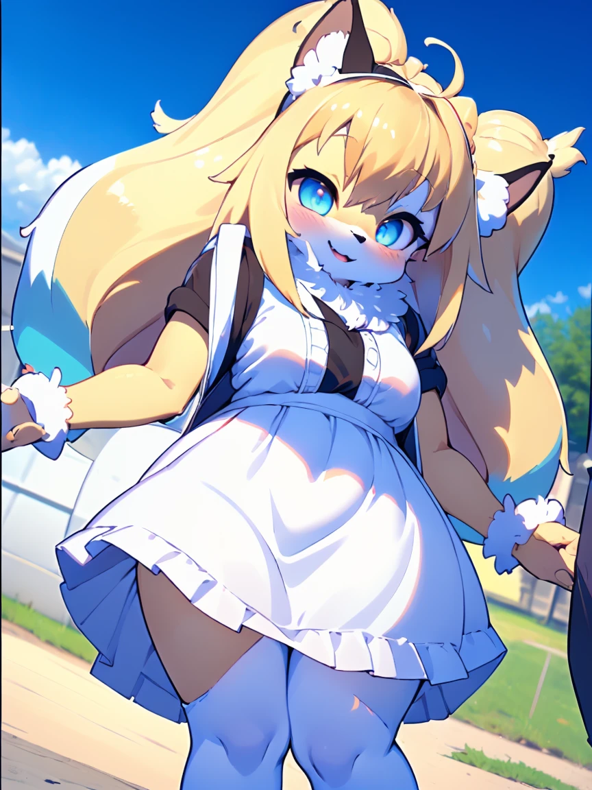((Furry ear:1.3)),((Little:2.5)),(White dress and frills:1.5),((very large bust size:1.8)),(Fluffy tail:1.5),(Lift up your skirt:1.5),(Pop Art:1.8),(Chubby:1.5),((looking at the camera:1.5)),(Furry foot:1.5),(Sparkling deep blue big eyes:1.7),(Round eyebrows:1.5),(Fisheye Lens:1.5),(Laughing with your mouth open:1.5),((on a hill overlooking the lake:1.5)),(Wolf's tail),((Long Hair:1.7)),Furry,(Large black ribbon:1.5),(Removed clothes:1.5),(Highest quality,4K,8K,High resolution,masterpiece:1.2), Very detailed, (Realistic,Realistic,Realistic:1.37), High resolution, 超High resolution, studio lightning, ultra-fine goodinting, Sharp focus, Physically based rendering, extrine detail description, Professional, Bright colors, Bokeh, (in) you bring, landscape, photograph, Concept Artist (style), (and) vibrant color goodlette, (good) soft lighting. jewelry,(露出した胸and女性器:2.5),(服を脱いin裸になる:2.5),(Spread your legs:2)