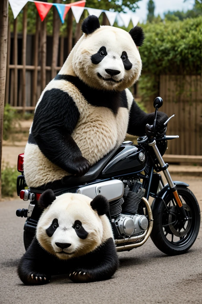 Un panda en moto fête son anniversaire 