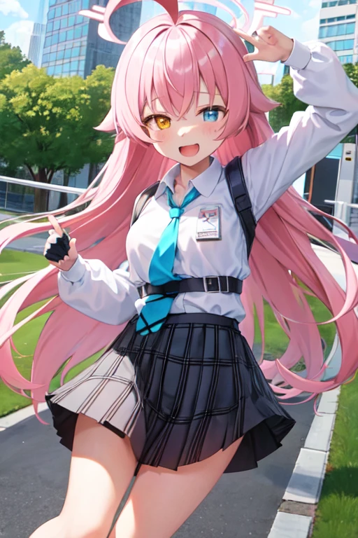 masterpiece, Highest quality, Super detailed, One girl, Hoshino, White shirt, Pleated skirt, Embarrassing, Are standing,
Outdoor, hoodie, dynamic pose