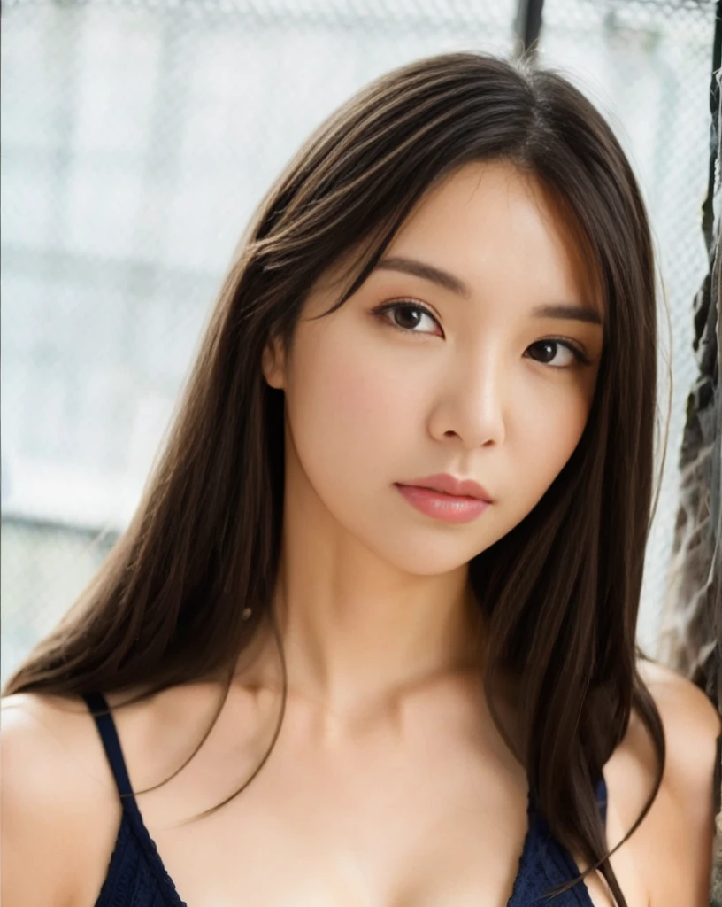 masterpiece, best quality,8k resolution,realistic,, 1 girl, there is a slender woman with long black hair posing for a picture, a picture by Tadashi Nakayama, flickr,