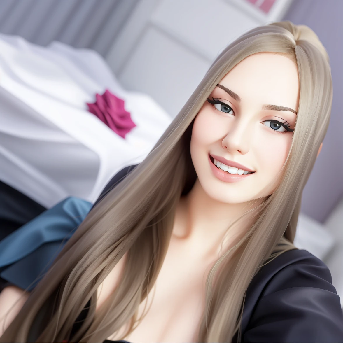 there is a woman with long hair and a tie on, moleksandra shchaslyva, julia gorokhova, angelina stroganova, alina ivanchenko, anastasia ovchinnikova, viktoria gavrilenko, sofia emelenko, Aleksandra Waliszewska, full - face close - up portrait, maria panfilova