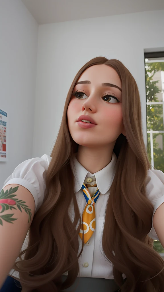 there is a woman with long hair and a tie on, moleksandra shchaslyva, julia gorokhova, angelina stroganova, alina ivanchenko, anastasia ovchinnikova, viktoria gavrilenko, sofia emelenko, Aleksandra Waliszewska, full - face close - up portrait, maria panfilova