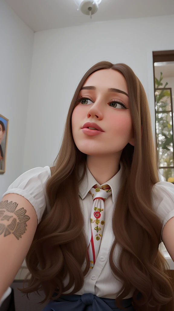there is a woman with long hair and a tie on, moleksandra shchaslyva, julia gorokhova, angelina stroganova, alina ivanchenko, anastasia ovchinnikova, viktoria gavrilenko, sofia emelenko, Aleksandra Waliszewska, full - face close - up portrait, maria panfilova