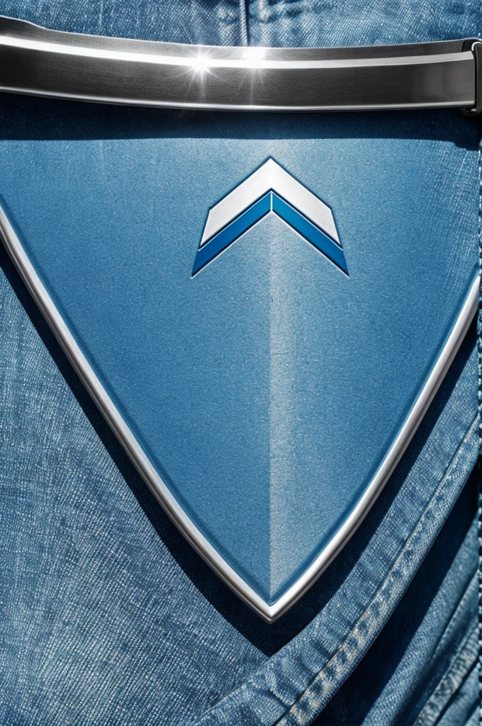 A logo of a company called "DenimShield", light blue color, with a shield, aesthetic