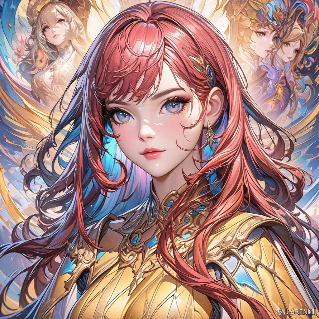 anime aestetics, a close up of a woman with red hair and a yellow dress, beautiful character painting, beautiful digital illustration, beautiful digital artwork, stunning digital illustration, beautiful digital painting, cute detailed digital art, gorgeous digital painting, beautiful fantasy art portrait, fantasy art style, 4k highly detailed digital art, alena aenami and artgerm, detailed painting 4 k