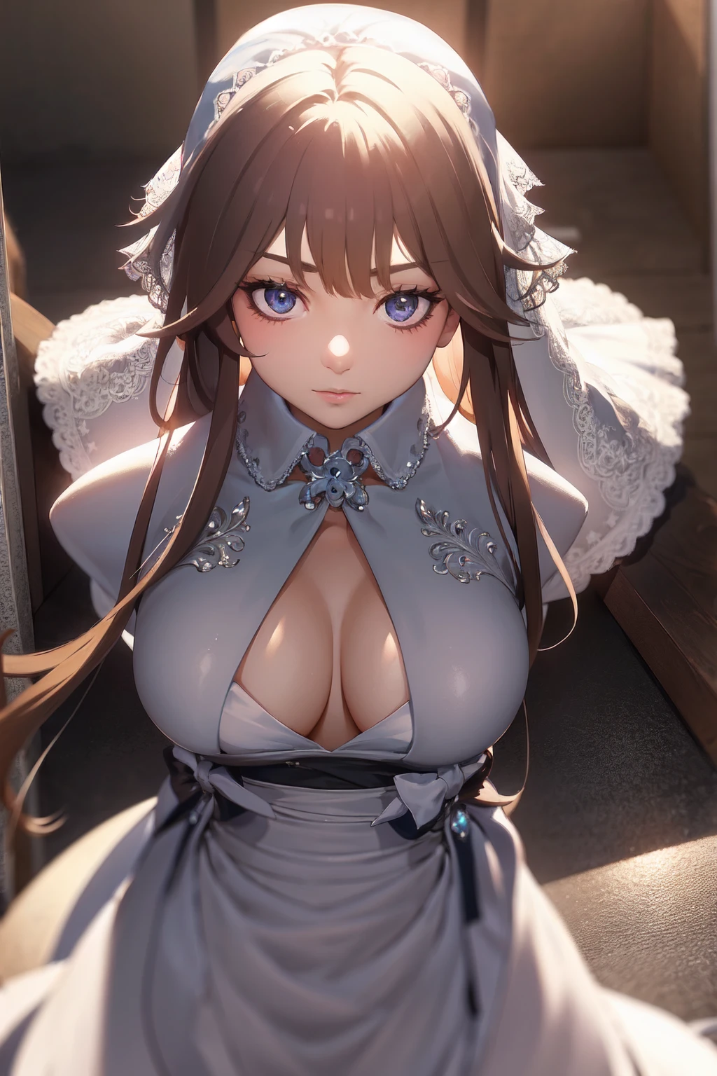 (Wedding, Dress, Masterpiece, Top Quality, Best Quality, Official Art, Beautiful, Aesthetic:1.2), (1 Girl), Highly Detailed Eyes, (Zito Eyes), Most Detailed, (Perfect Face), Shiny Skin, High Resolution,