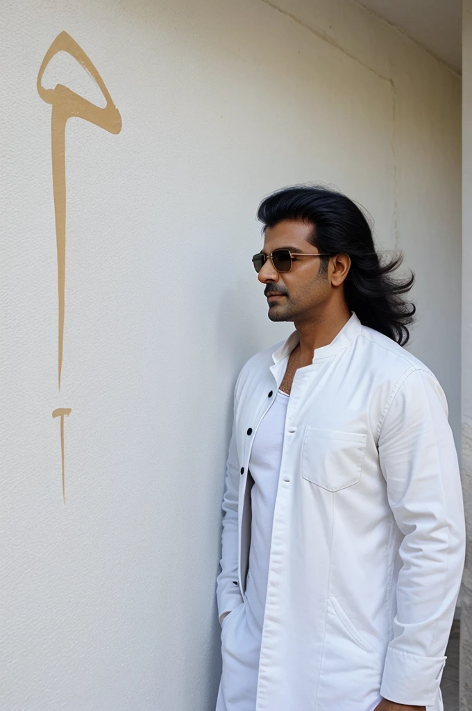 A background of wall the wall of white colour and Anil Nain is written on the wall