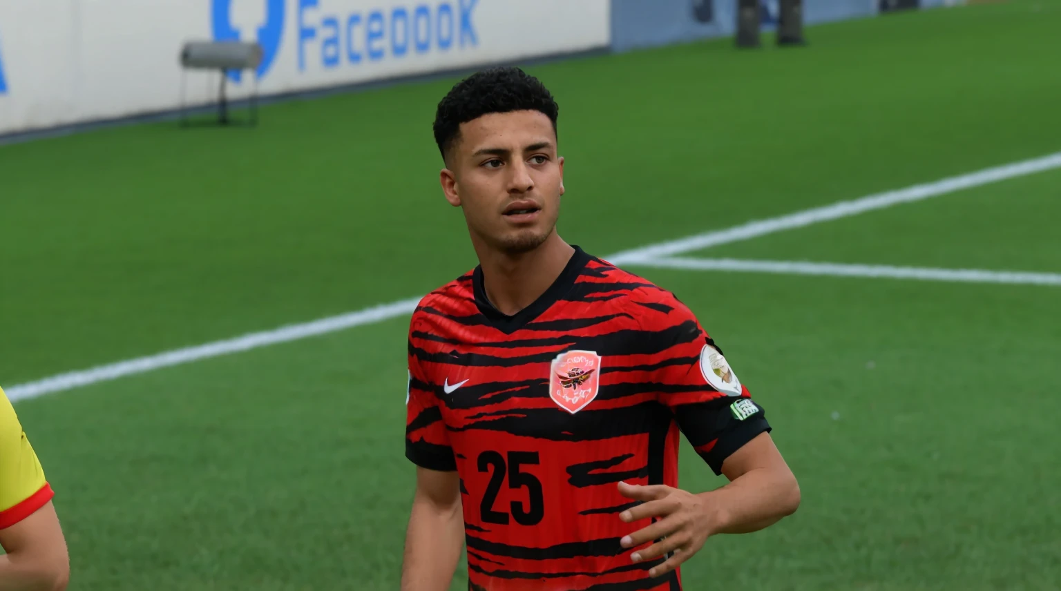 arafed soccer player in a red and black shirt standing on a field, mohamed chahin style, mohamed chahin, 8 k highly detailed ❤🔥 🔥 💀 🤖 🚀, inspired by Jan Asselijn, inspired by Juraj Julije Klović, with very highly detailed face, ssao 8 k, in style of tyler mitchell