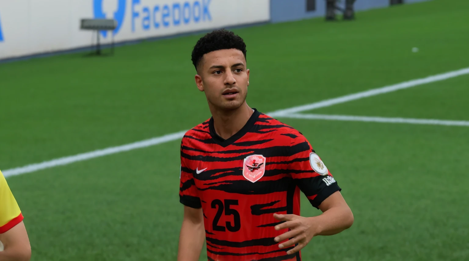 arafed soccer player in a red and black shirt standing on a field, mohamed chahin style, mohamed chahin, 8 k highly detailed ❤🔥 🔥 💀 🤖 🚀, inspired by Jan Asselijn, inspired by Juraj Julije Klović, with very highly detailed face, ssao 8 k, in style of tyler mitchell