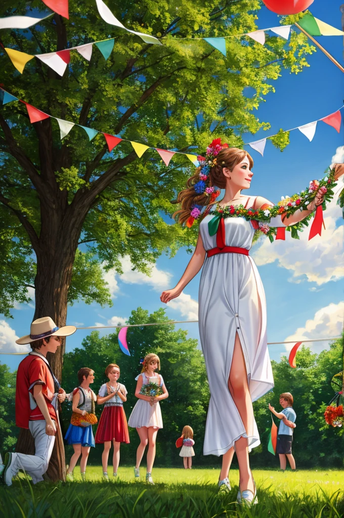 Midsummer celebration. maypole