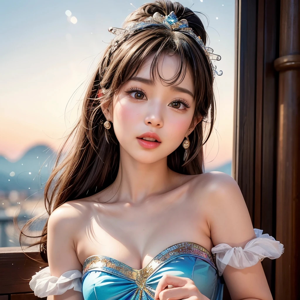 NSFW, 8k, High-level, absurd, masterpiece, best quality, primitive, very detailed CG, very detailed wallpaper, perfect lighting, Extremely detailed (((The personifying " princess Jasmine in Aladdin " as a ))), MysticSight, Tyndall effect, Tyndall scattering, Studio gray background with (many Dazzling RainbowColor particles BokeH:1.28), (RoundlyButts, ThighGap), (Exposed:0.4), (Assfocus with looking ahead), BREAK (NOGIZAKA face variations) Extremely Detailed very KAWAII face variations, perfect anatomy, Childish, captivating gaze, elaborate detailed Eyes with (sparkling highlights:1.28), long eyelashes、Glossy RED Lips with beautiful details, Coquettish tongue, Rosy cheeks, Radiant PearlSkin with clear transparency . { (Dynamic LifeLike expressions:1.4) | :d) }, (large eyes:-1) .