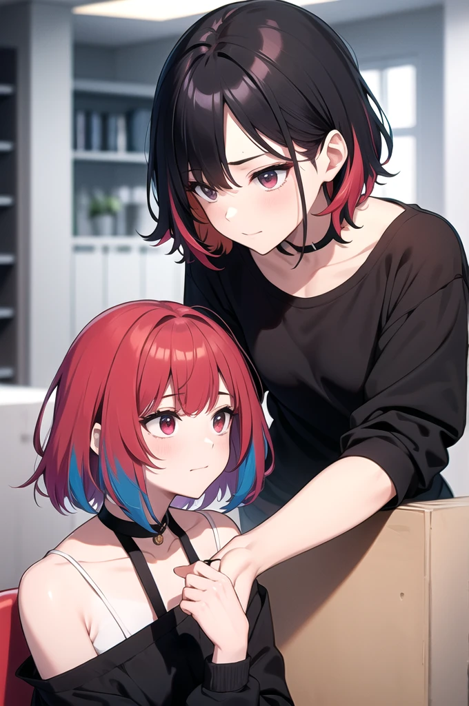 gift, Red hair, Bblack hair, multicoloRed hair, shorth hair,