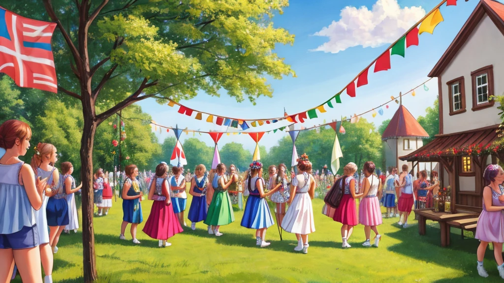 Midsummer celebration. maypole