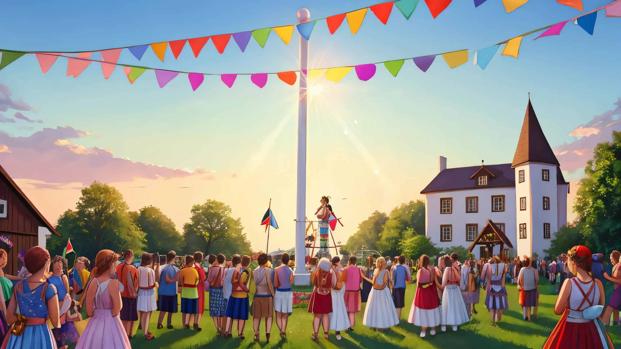 Midsummer celebration. maypole
