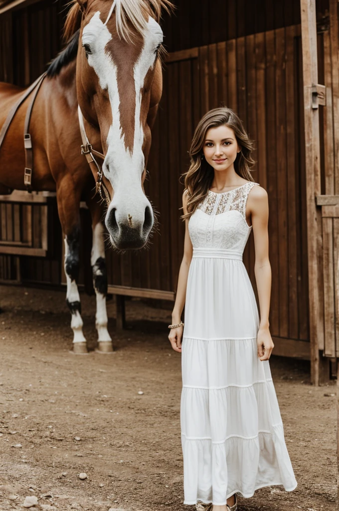 Beautiful skinny western girl with beautiful dress 