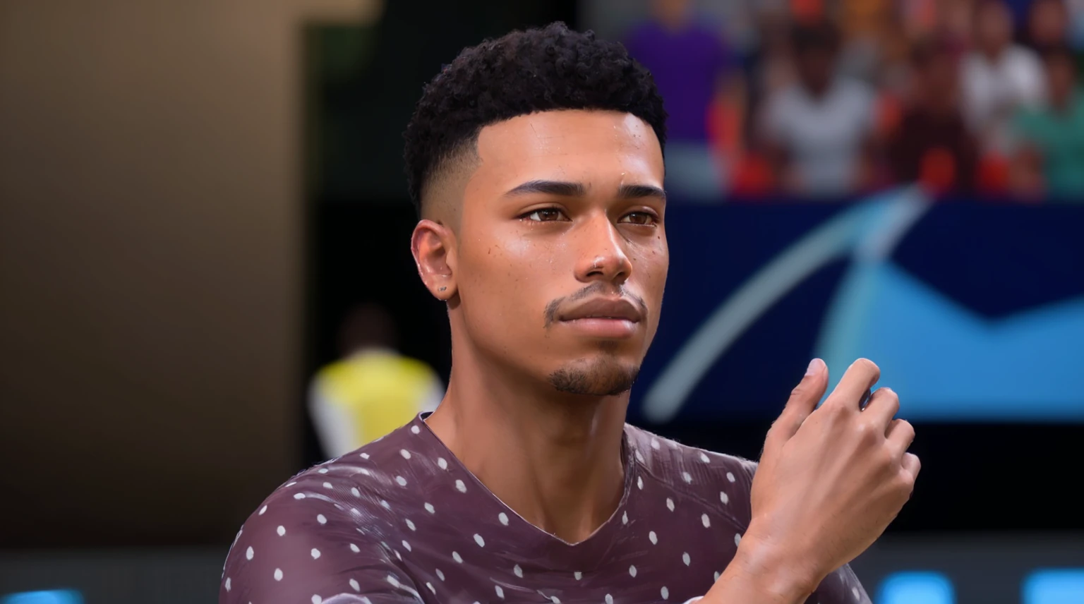 there is a man with a black hair and a brown shirt, super realistic gritty, hyper realistic content, in style of tyler mitchell, ultra detailed content : face, ultra-realistic graphics, 8k portrait render, realistic graphics, realistic skin color, 2 k aesthetic, 8k highly detailed face, with very highly detailed face, with fully detailed faces, accurate detailed face