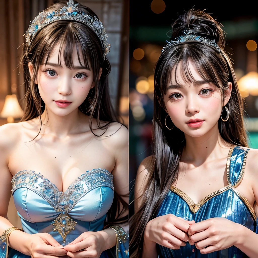 NSFW, 8k, High-level, absurd, masterpiece, best quality, primitive, very detailed CG, very detailed wallpaper, perfect lighting, Extremely detailed (((The personifying " princess Jasmine in Aladdin " as a ))), MysticSight, Tyndall effect, Tyndall scattering, Studio gray background with (many Dazzling RainbowColor particles BokeH:1.28), (RoundlyButts, ThighGap), (Exposed:0.4), (Assfocus with looking ahead), BREAK (NOGIZAKA face variations) Extremely Detailed very KAWAII face variations, perfect anatomy, Childish, captivating gaze, elaborate detailed Eyes with (sparkling highlights:1.28), long eyelashes、Glossy RED Lips with beautiful details, Coquettish tongue, Rosy cheeks, Radiant PearlSkin with clear transparency . { (Dynamic LifeLike expressions:1.4) | :d) }, (large eyes:-1) .